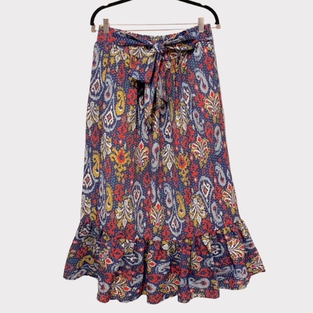 Anthropologie Ikat Print Maxi Skirt with Pockets